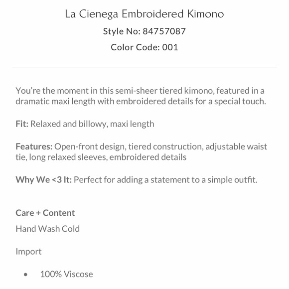 NWT Free People La Cienega Embroidered Kimono - Picture 5 of 5